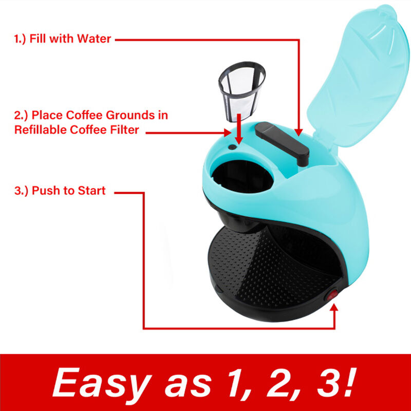 Brentwood Single Serve Coffee Maker with Porcelain Mug in Blue image number 5