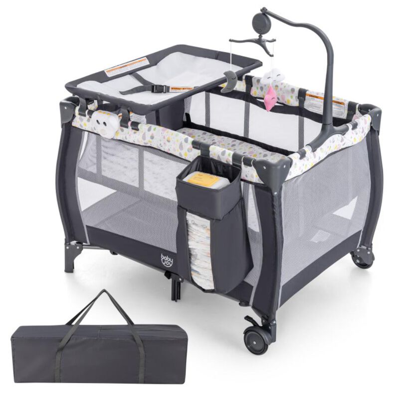 Hivvago Portable Baby Playard with Changing Table Bassinet and Music Box