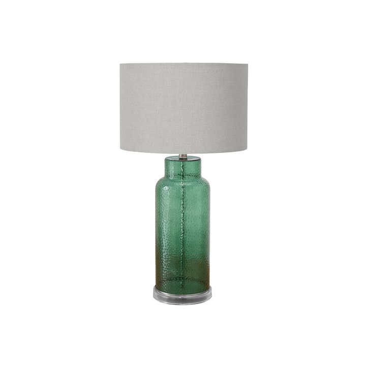 Lighting, 28"H, Table Lamp, Green Glass, Grey Shade, Contemporary, Modern
