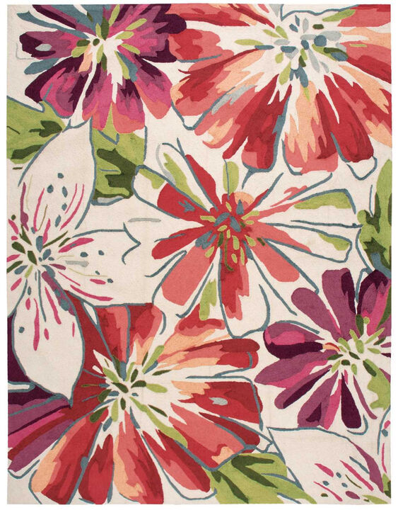 HomeRoots Floral Hand Carved Handmade Area Rug
