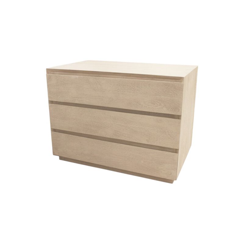 HomeRoots 24" Natural Solid Wood Ribbed Texture Three Drawer Nightstand image number 4