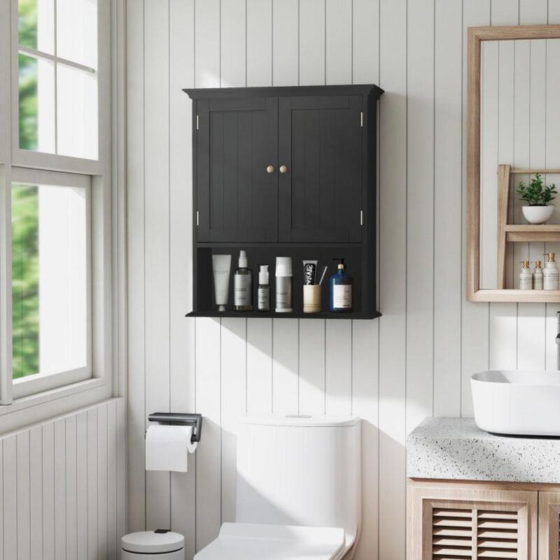 Hivvago Wall Mount Bathroom Cabinet Storage Organizer with Doors and Shelves