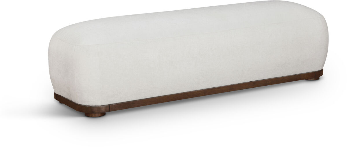 Meridian Furniture Calum Cream Chenille Fabric Bench
