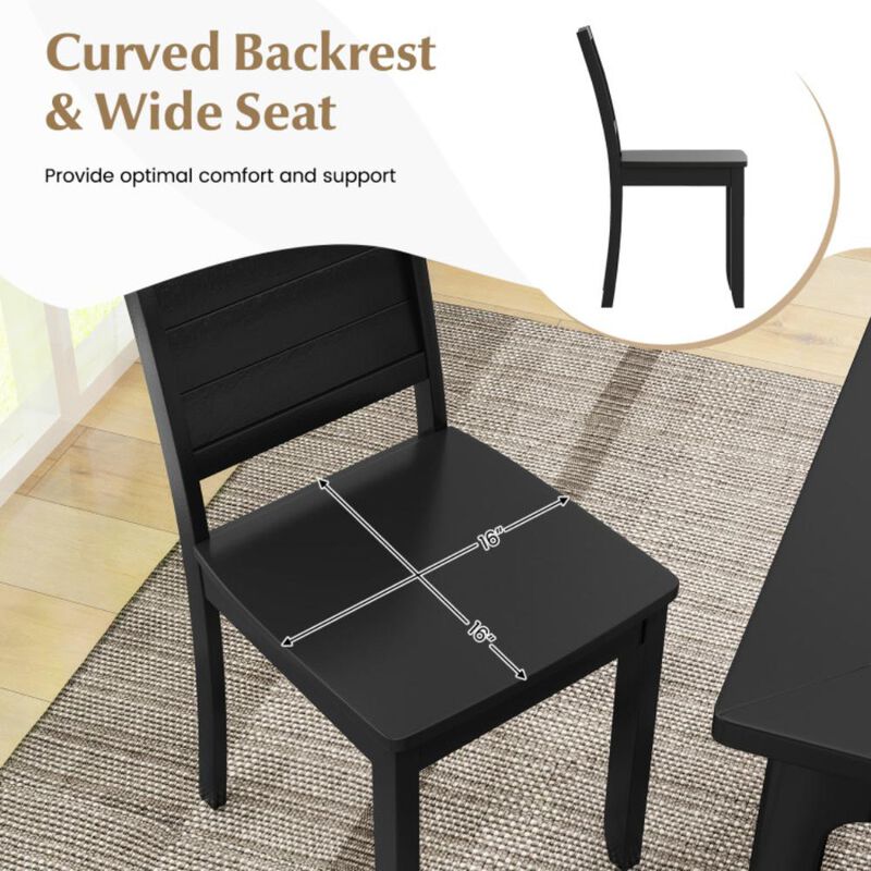 Hivvago Wood Dining Chair Set of 2 Armless Kitchen Chairs with Rubber Wood Legs