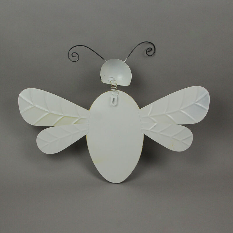Black & Yellow Metal Bumble Bee Wall Pocket Planter Rustic Decorative Plant Vase image number 2