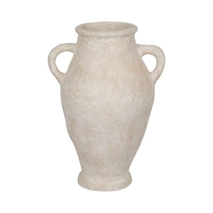 32" Paper Mache Jug With Handles, White