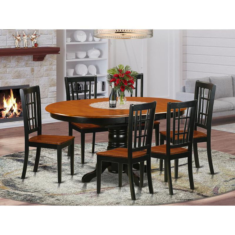 7 PC Dining set-Dining Table and 6 Wooden Kitchen Chairs