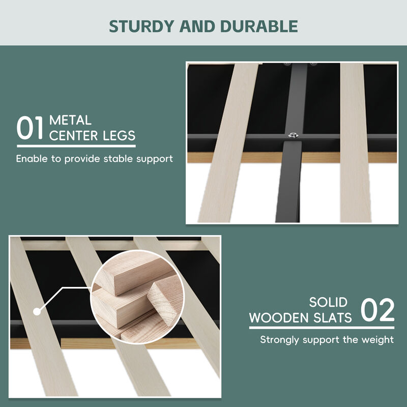 Merax Upholstered Bed Frame with Side Shelves