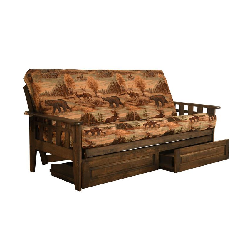 Tucson Frame-Rustic Walnut Finish-Canadian Mattress-Storage Drawers