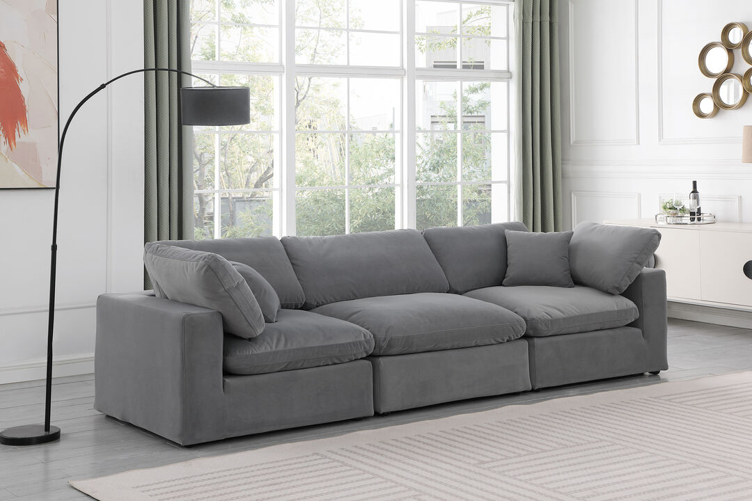 Meridian Furniture Comfy Grey Velvet Modular Sofa