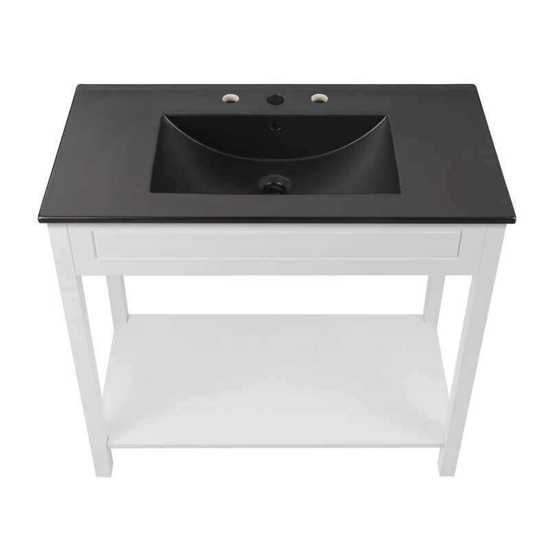 Modway Altura 36" MDF Ceramic and Particleboard Bathroom Vanity in Gray/Black image number 3