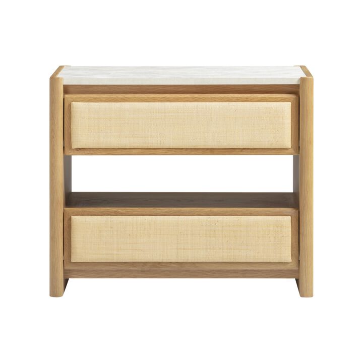 Paige Natural Oak 2-Drawer Nightstand