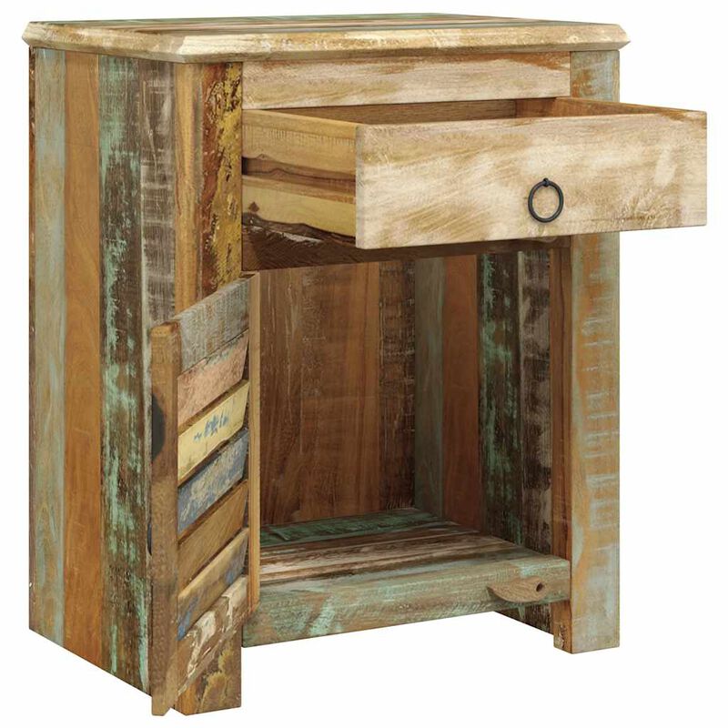 vidaXL End Table with 1 Drawer 1 Door Reclaimed Wood, 240950 image number 0