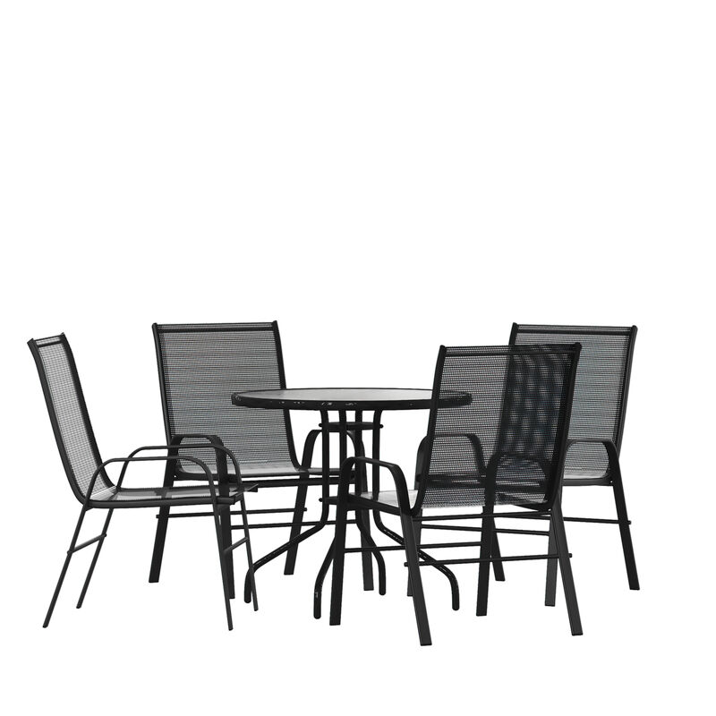 31.5" Round Black Patio Set