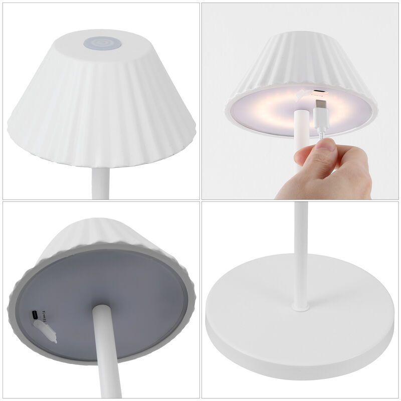 Mallory 44" Modern Minimalist Indoor/Outdoor Iron Pleated Shade Rechargeable/Cordless Dimmable Integrated LED Floor Lamp