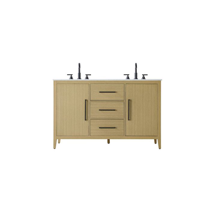 Elegant Kitchen and Bath 54 Inch Double Bathroom Vanity In Honey Brown