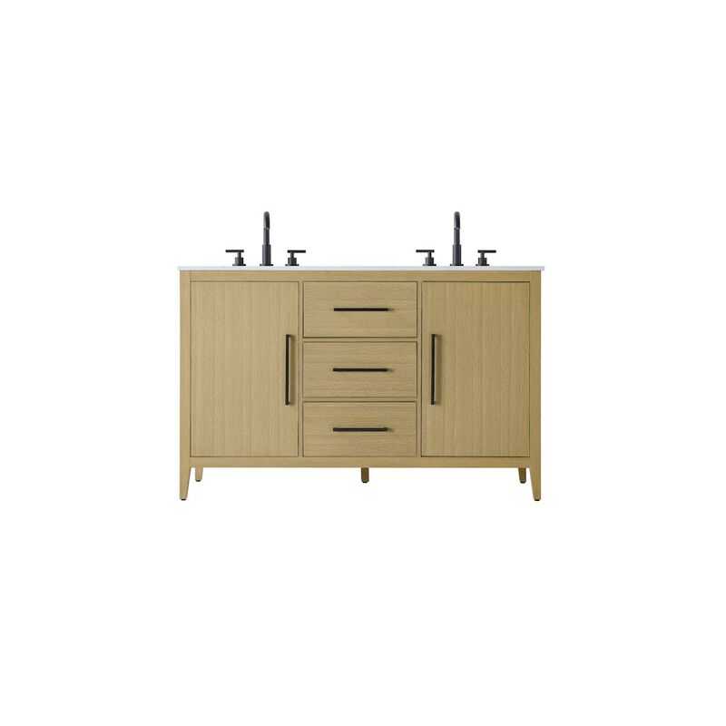 Elegant Kitchen and Bath 54 Inch Double Bathroom Vanity In Honey Brown