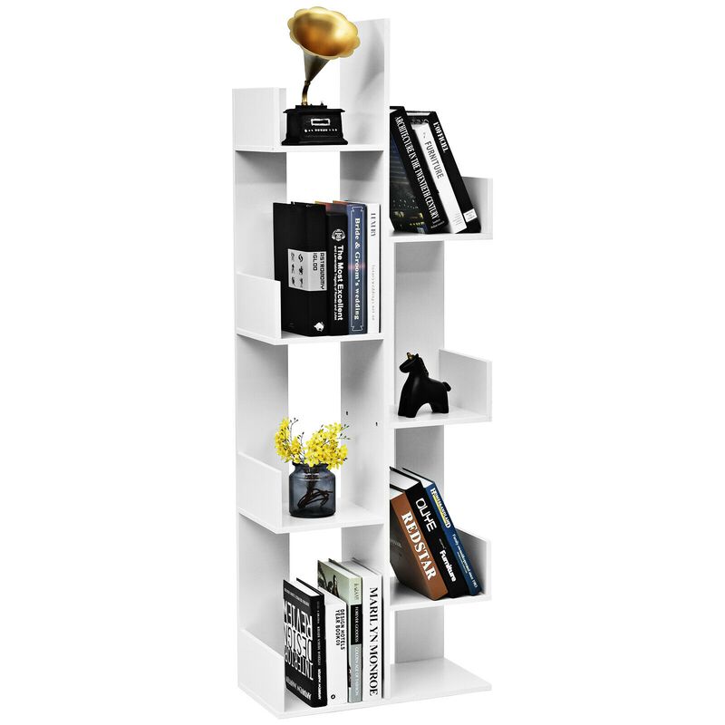 8-Tier Bookshelf Bookcase with 8 Open Compartments Space-Saving Storage Rack