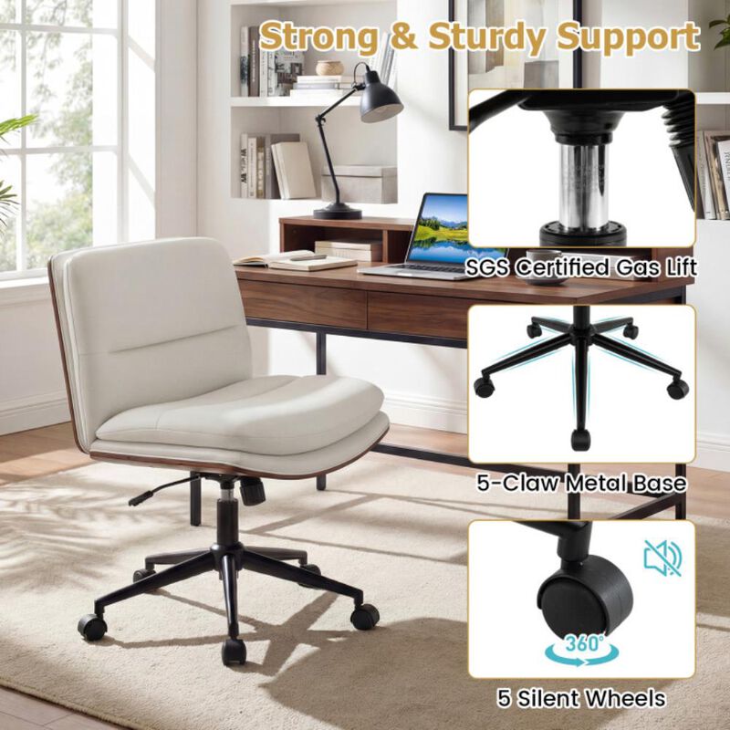 Armless Office Chair with Curved Backrest and Padded Seat image number 3