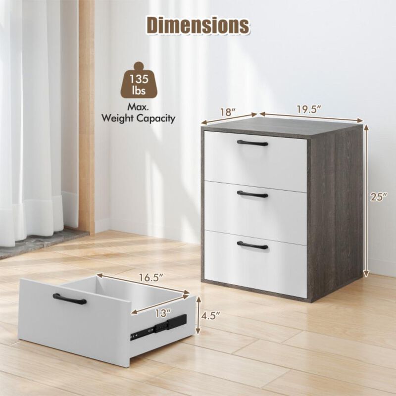 Hivvago Modern Dresser Nightstand with 3 Slide-Out Drawers