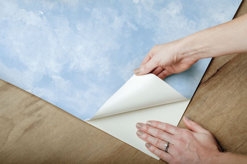Atrium Clouds Blue Peel & Stick Wallpaper (Double Roll) image number 6