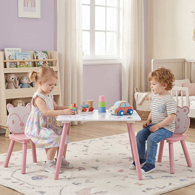 Kids Table and Chair Set 3PCS Animal Pattern Furniture Set image number 1