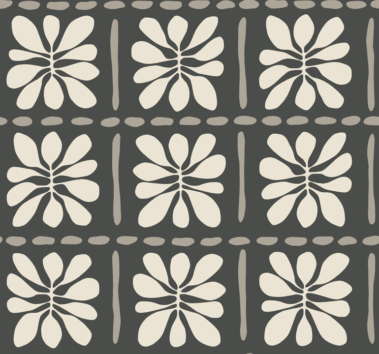 Mimosa Fleur Carbon Black Wallpaper