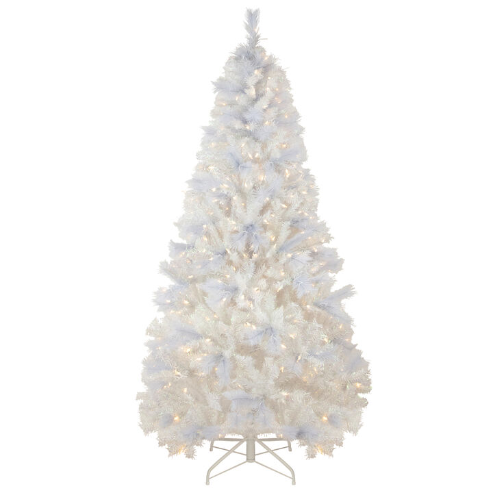7.5' Pre-Lit Seneca White Spruce Artificial Christmas Tree  Dual Function LED Lights