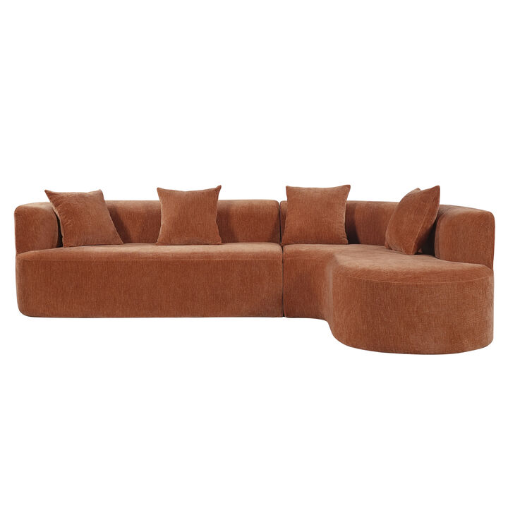 Whisen 116.5" Cloud Sectional Sofa, L-Shaped Chenille with Memory Foam, 4-Seat Curved Couch for Living Room