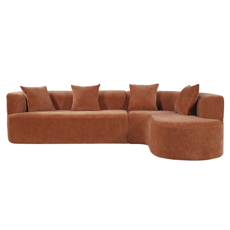 Whisen 116.5" Cloud Sectional Sofa, L-Shaped Chenille with Memory Foam, 4-Seat Curved Couch for Living Room image number 0