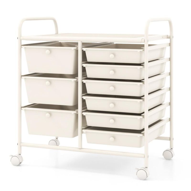 Hivvago 9-Drawer Rolling Storage Cart with Colorful Drawers and Metal Frame