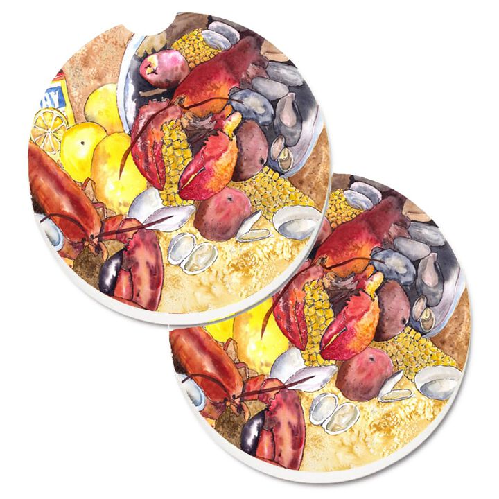 Caroline's Treasures Lobster with Old Bay Set of 2 Cup Holder Car Coasters 8719CARC, 2.56, Multicolor