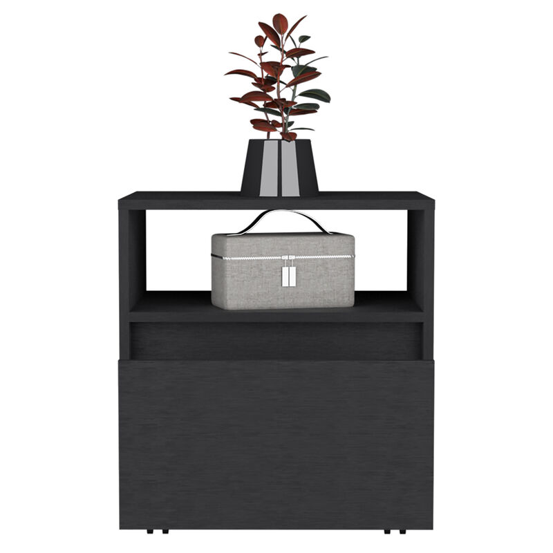 Streamdale Austin Nightstand, Casters, Single Drawer-Black