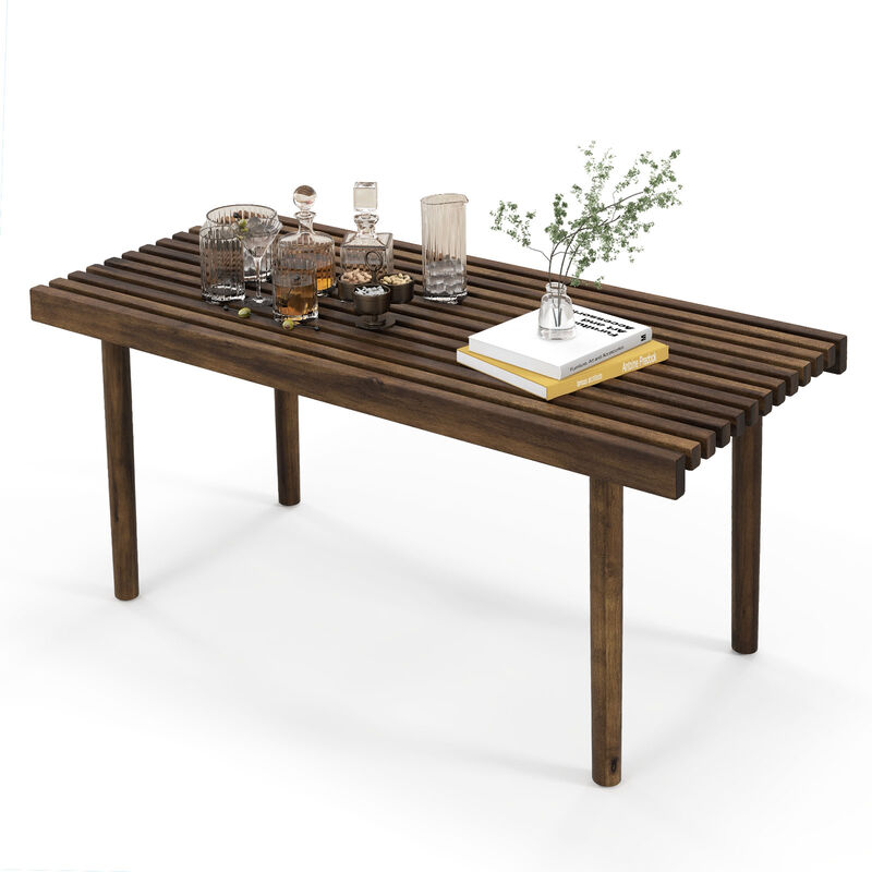 39 Inch Coffee Table with Slatted Tabletop for Living Room & Reception Room