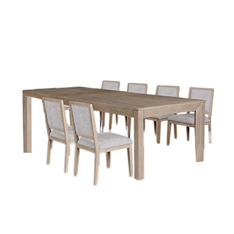 Kizie 7pc Dining Table Set, 94-118 Inch Extendable, Tawny Brown Chairs - Benzara