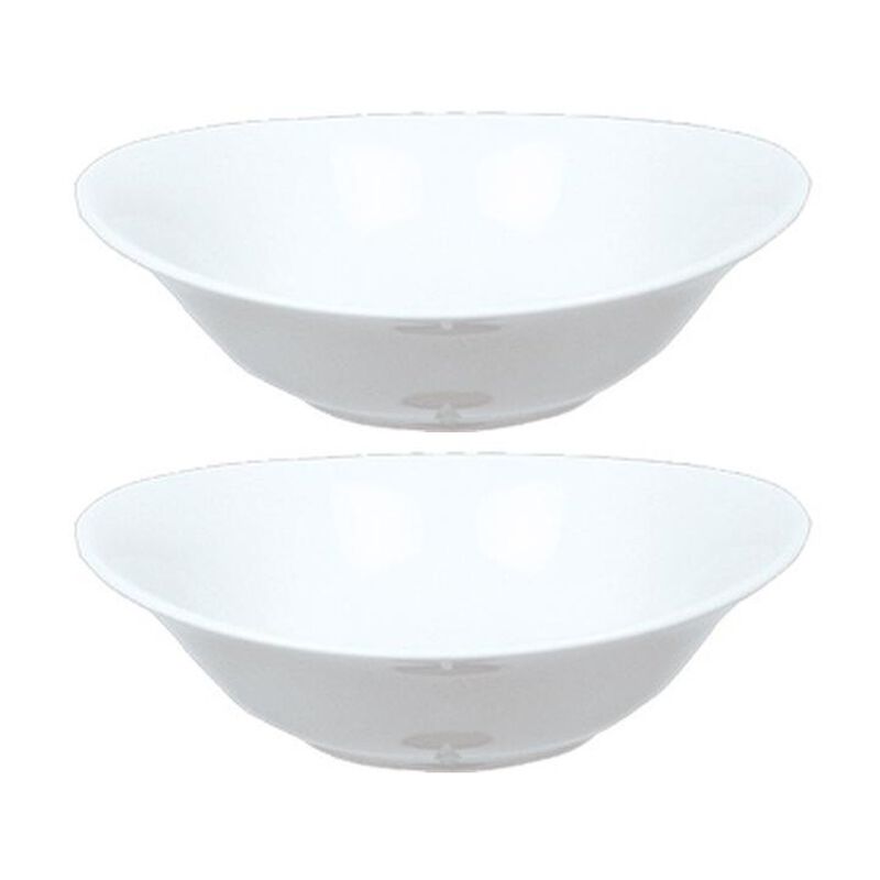 Porcelain Elips 9.25" x 8.5" x h:2.25" 32 oz. Oval White Porcelain Bowl (Set of 2)