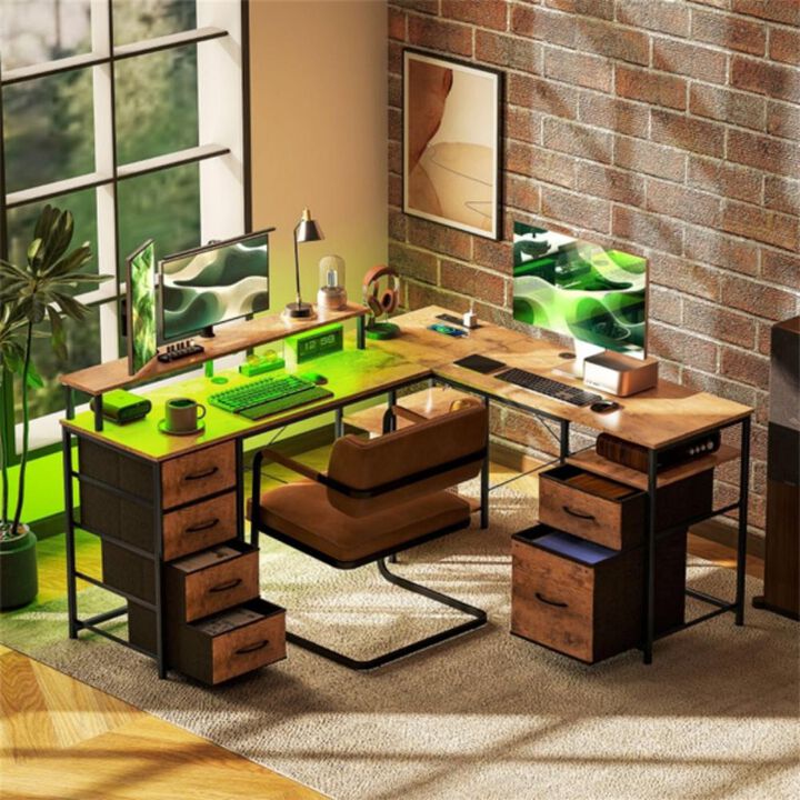 Modern Office Computer Desk &ndash; Spacious Work Surface with Storage for Home Office