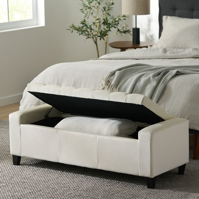 Merax Fabric Upholstered Storage Ottoman for Living Room, Bedroom image number 2