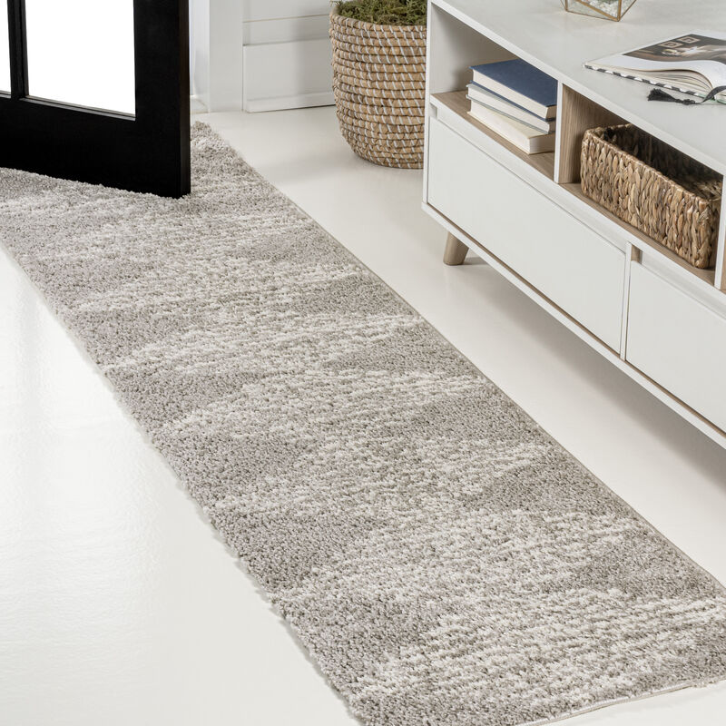 Elm Diamond Stripe Geometric Shag Area Rug
