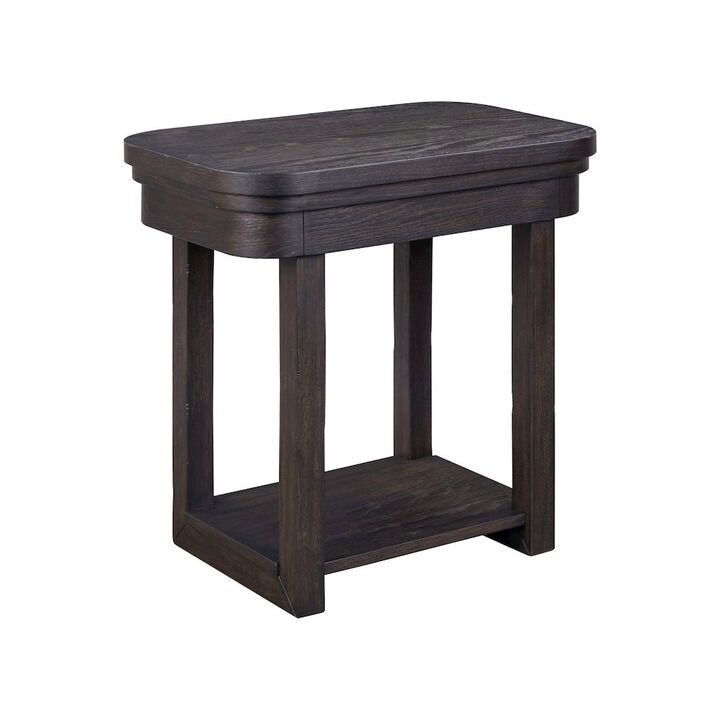 Liberty Furniture Weston Living Room Chairside Table Bottom Storage Shelf - Peppercorn Oak Wood