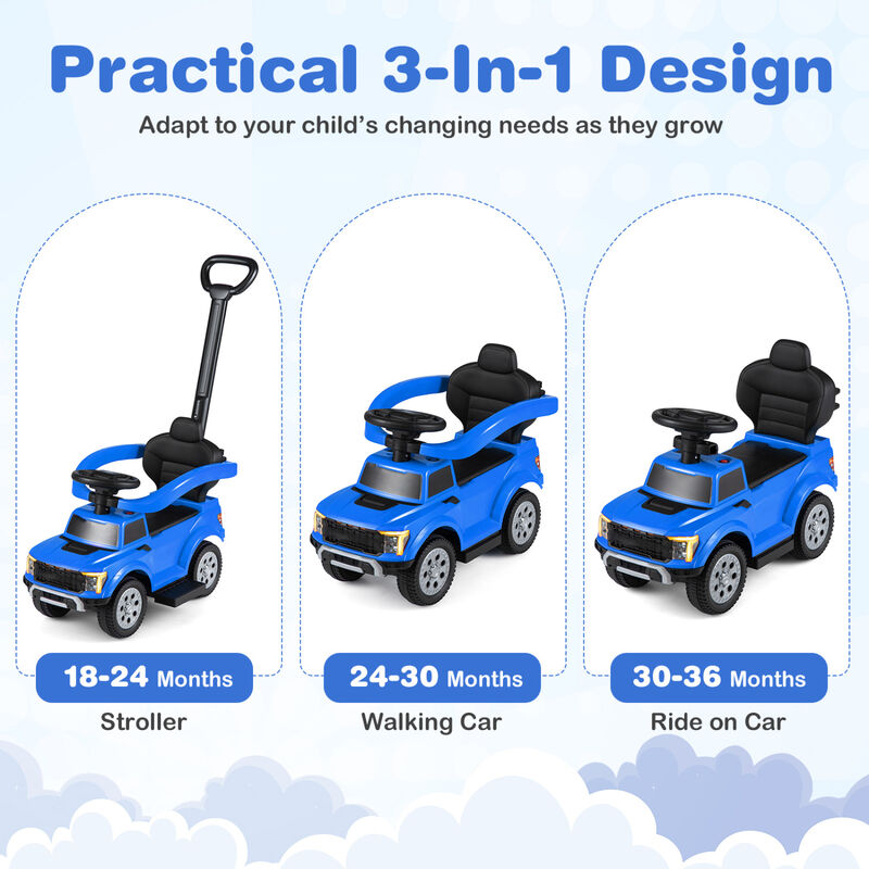 Toddler 3 in 1 Push Ride On Car for Park Backyard and Outdoor Use image number 5