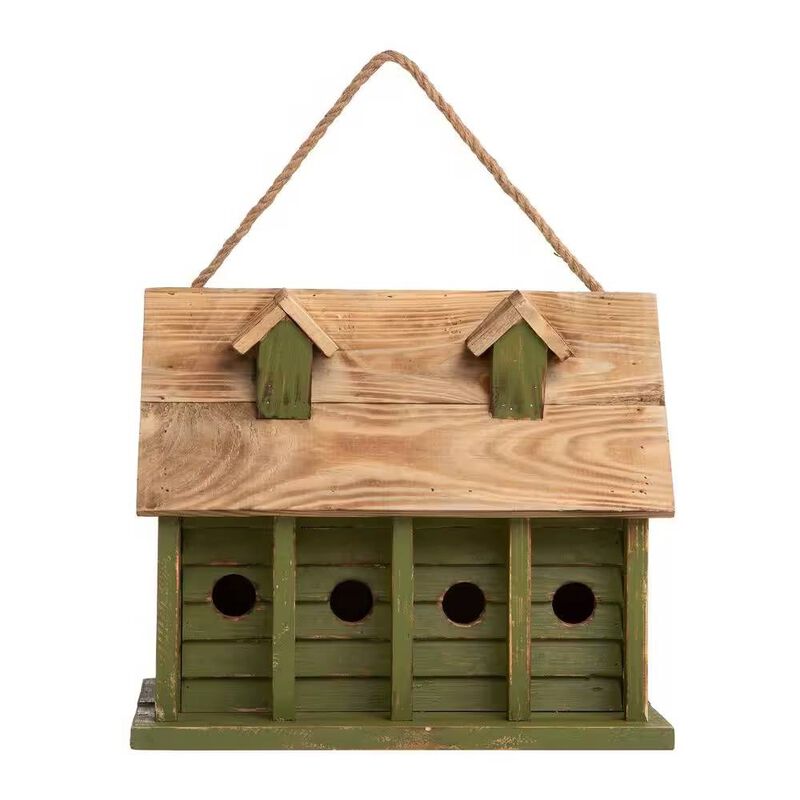 Wooden Garden Bird House with 1 Compartment – Features 4 Holes for Easy Entry