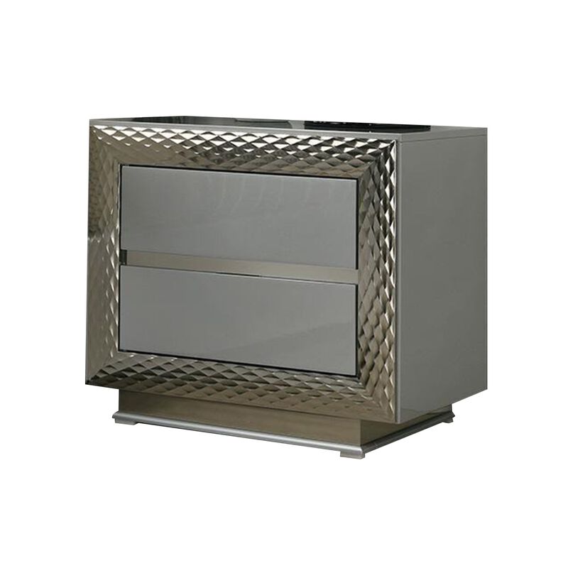 Queen Bedroom Set, Gray, Silver Wood, 2 Piece Set with Nightstand image number 5