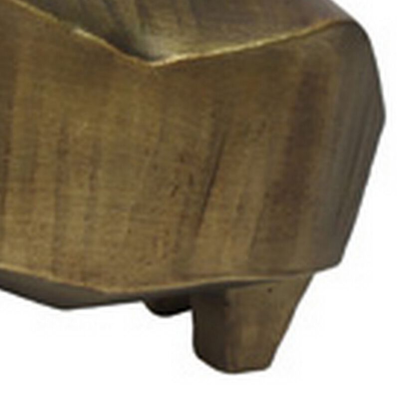 Geny Modern Rhino Sculpture, Tabletop Home Decor, Antique Gold Finish - Benzara