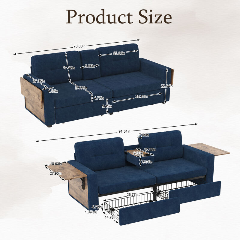 Pismeg  Pull-Out Storage Drawers Loveseat image number 7