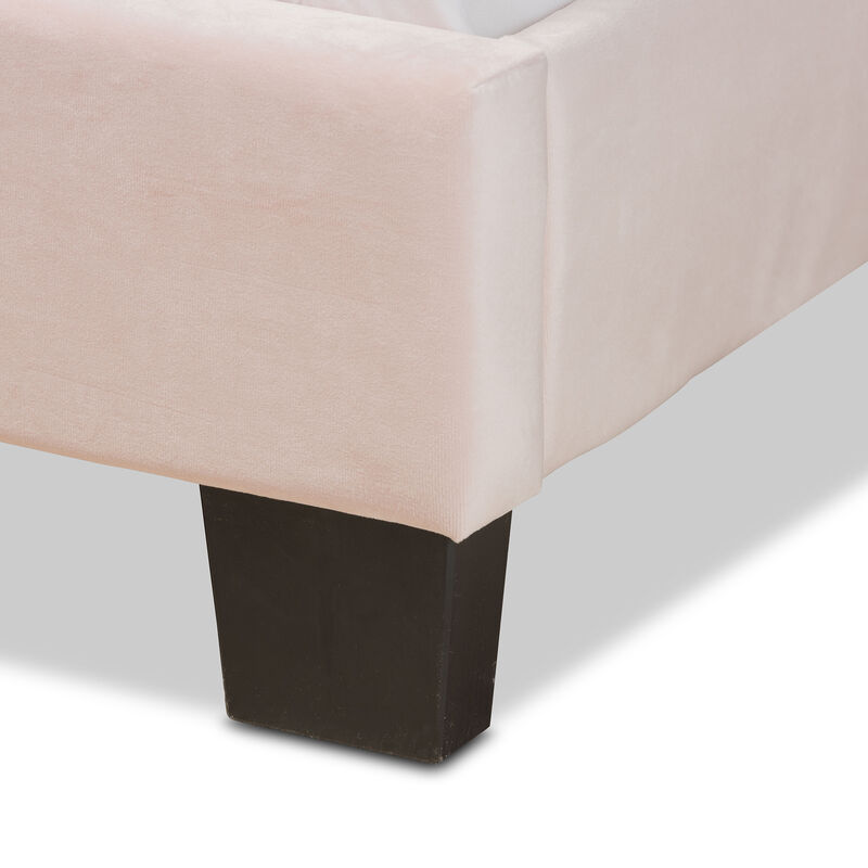 Baxton Studio Caprice Glam Navy Velvet Fabric Upholstered Queen Size Panel Bed image number 5