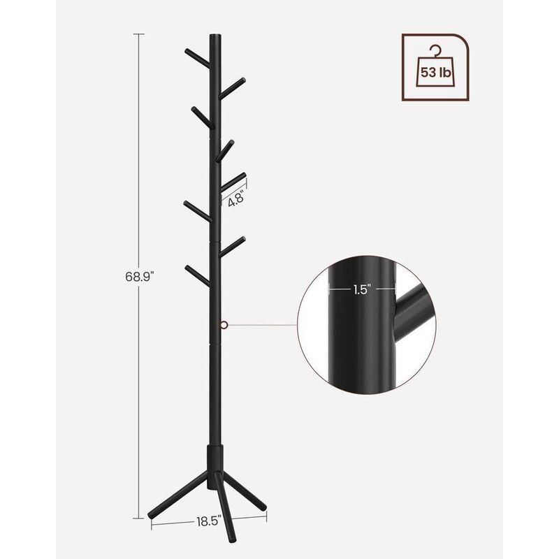Solid Wood Coat Rack in White Finish image number 2