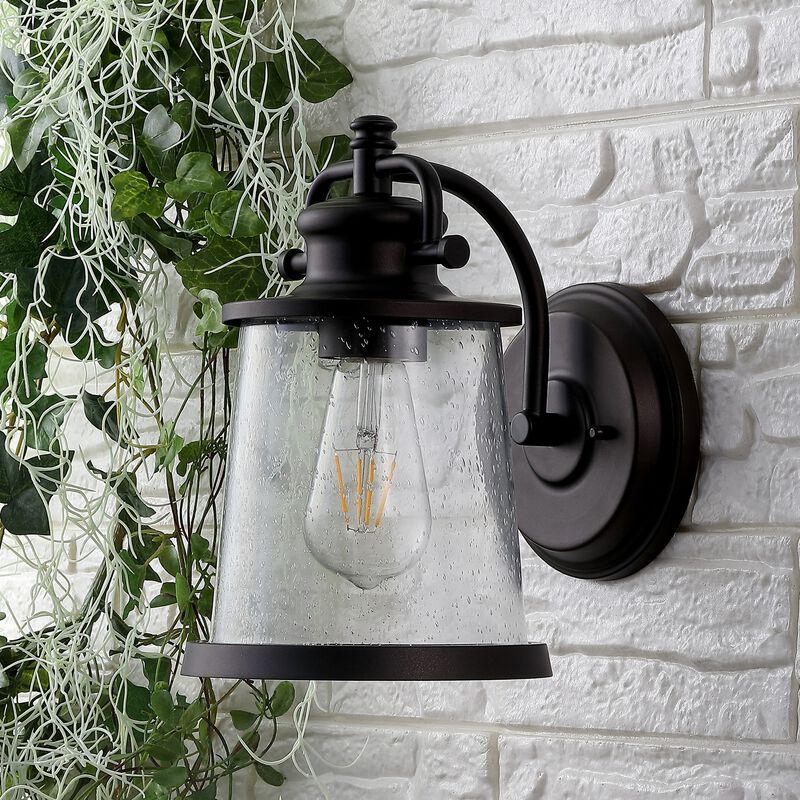 Marais Iron/Seeded Glass Vintage Rustic LED Outdoor Sconce