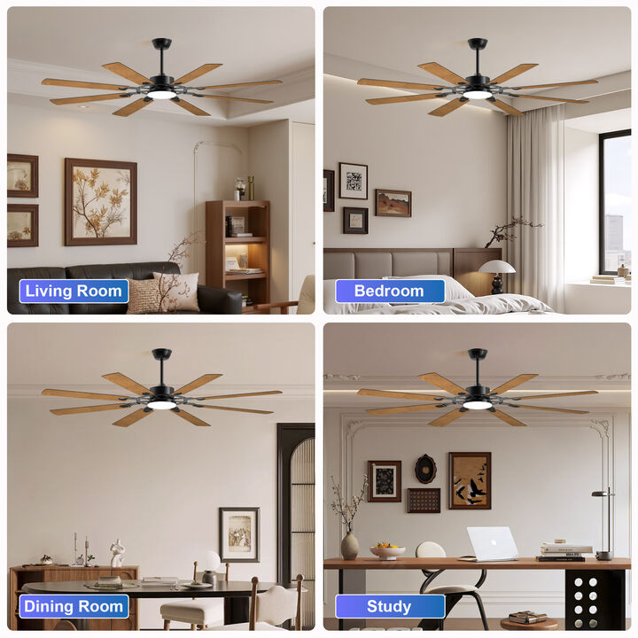 ELEMENT ACE 72-Inch 8-Blade Large Reversible Quiet DC Motor Ceiling Fan for Indoor Outdoor Use, Ideal for Kitchen Living Room Patio and Terrace Spaces