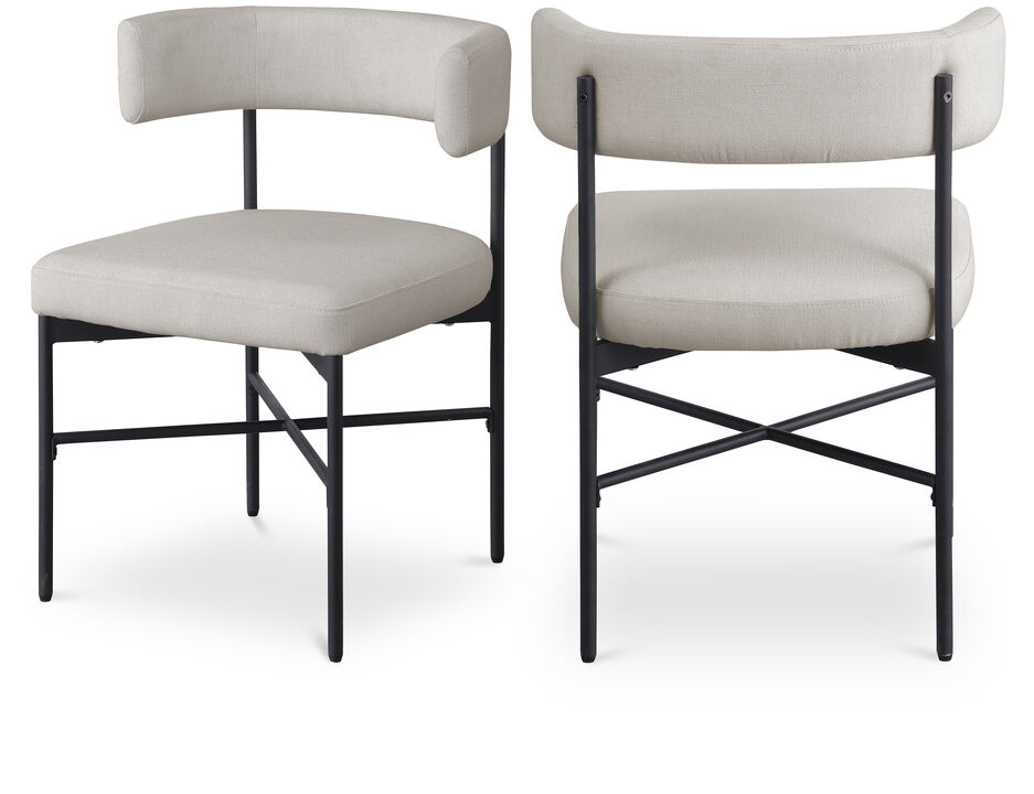 Meridian Furniture Rivage Beige Durable Linen Textured Fabric Dining Chair, Set of 2